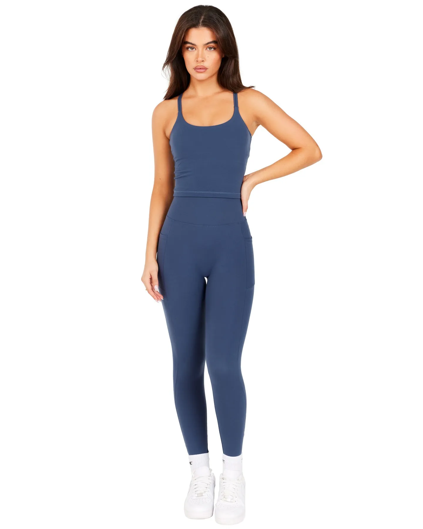 Aura Thin Strap Tank - Soft Navy