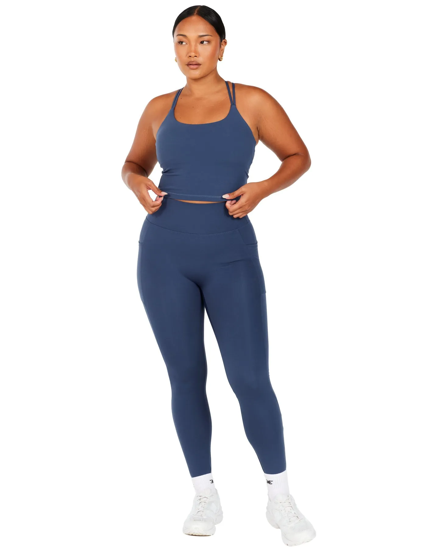 Aura Thin Strap Tank - Soft Navy