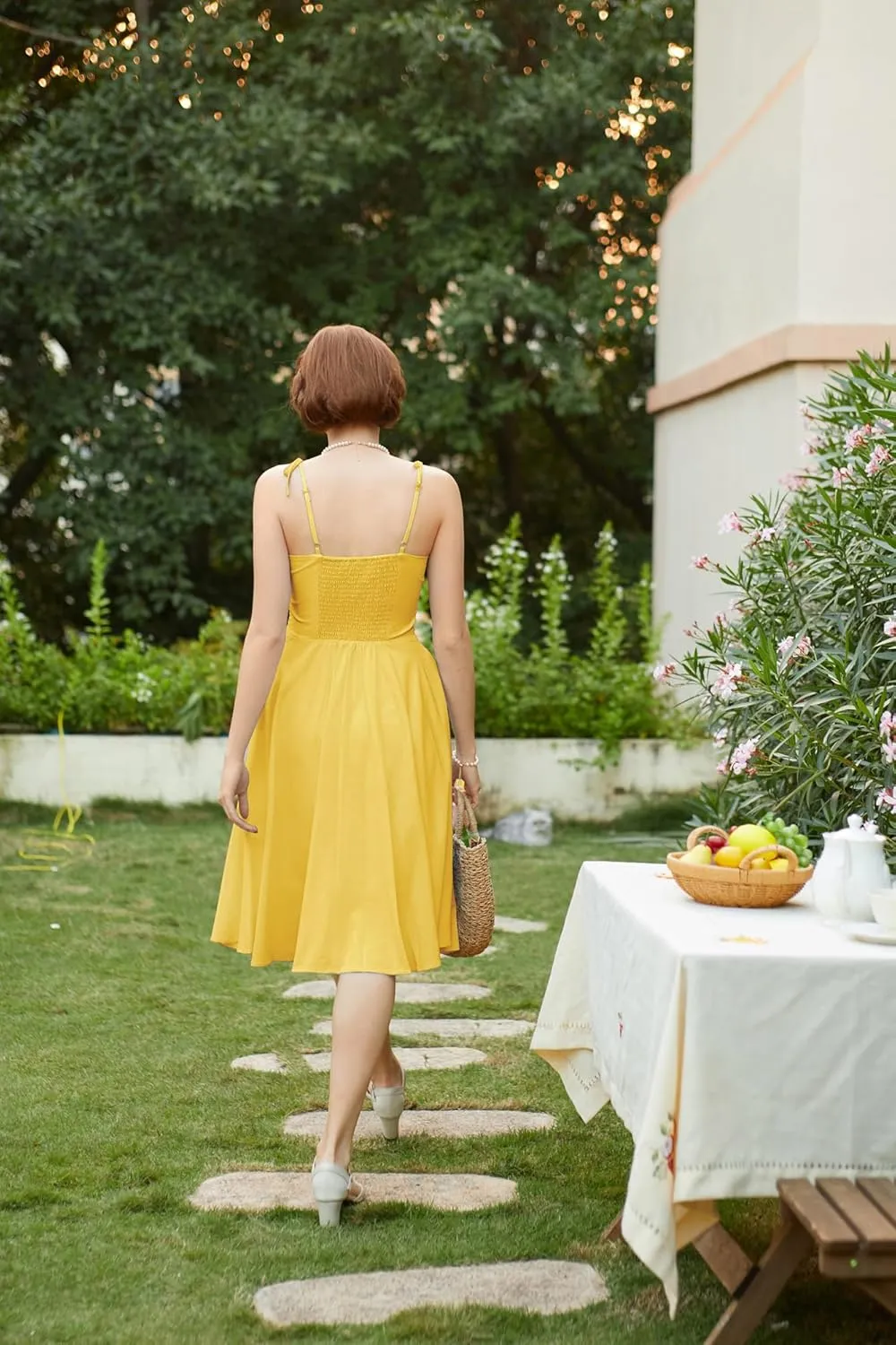 Belle Poque 2025 Summer Dresses for Women Spaghetti Strap Midi Sun Dress Cute Casual Dress with Pockets