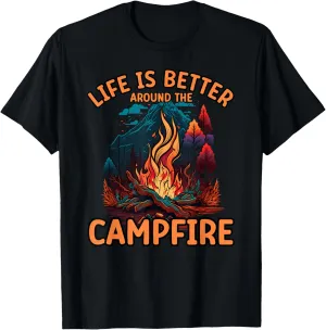 Campfire Adventures Family Camping Summer Bonfires Vibe T-Shirt