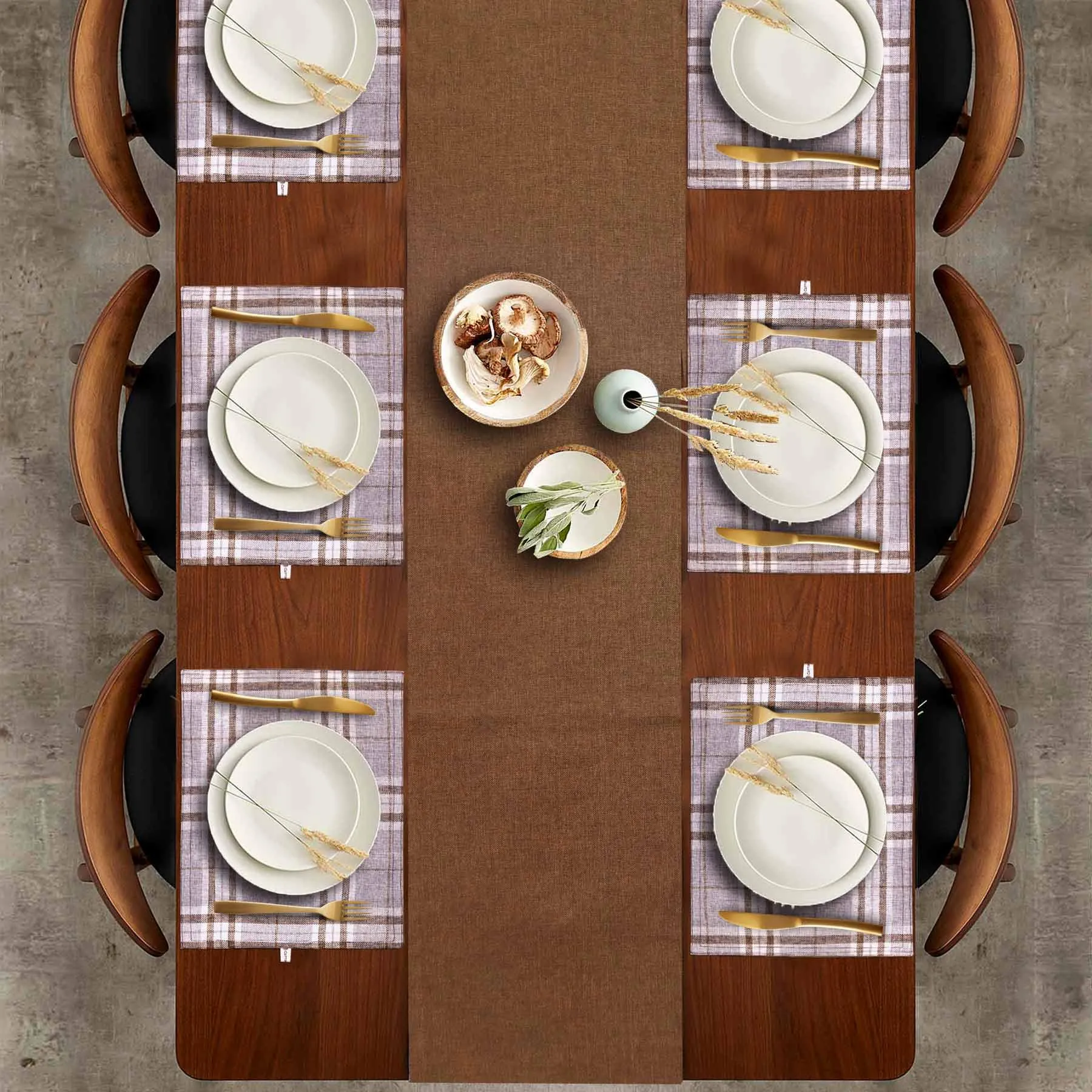 Checkered Grey Style Placemat & Table Runner