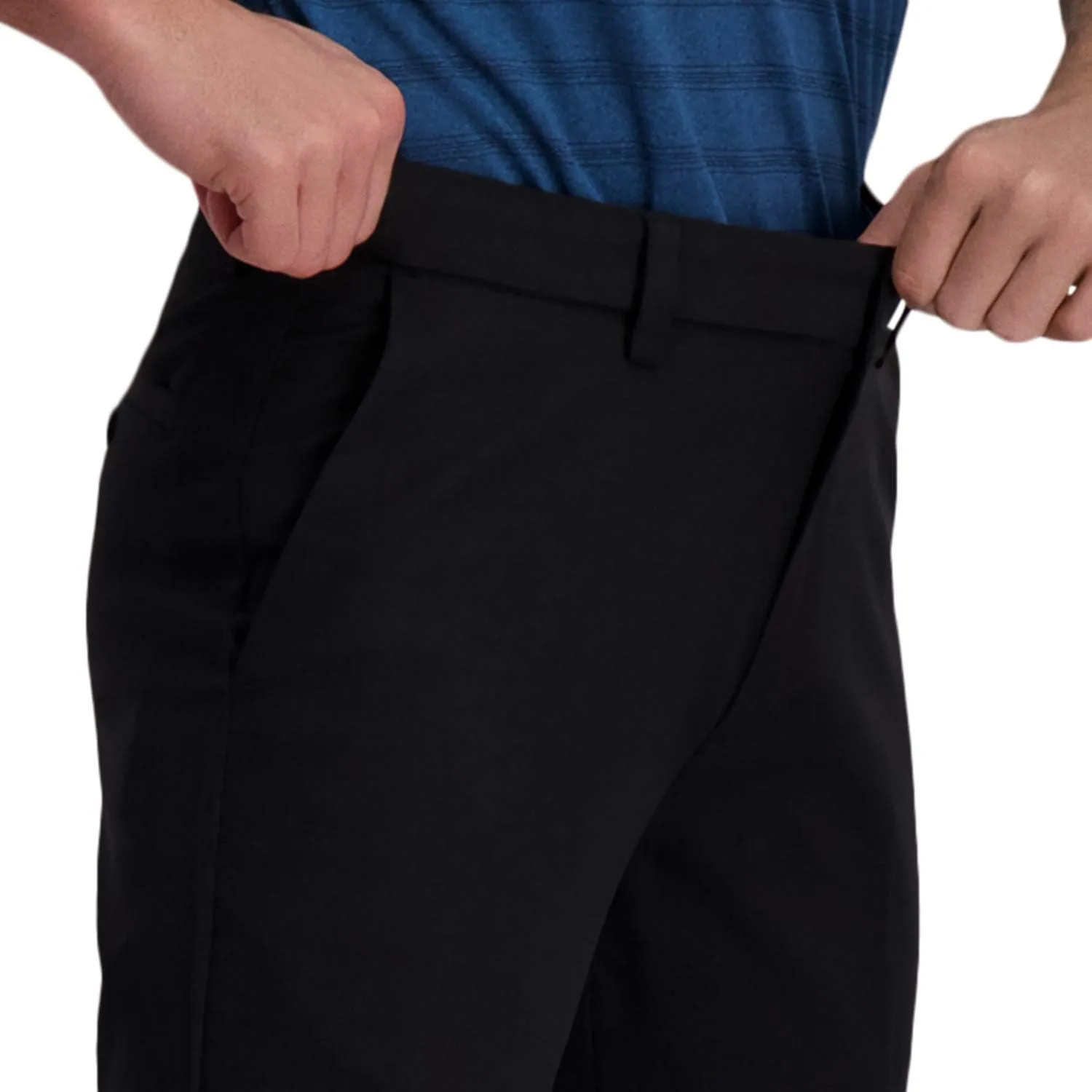 Haggar Men's Cool Right Performance Flex Stria Slim Fit Flat Front Pant