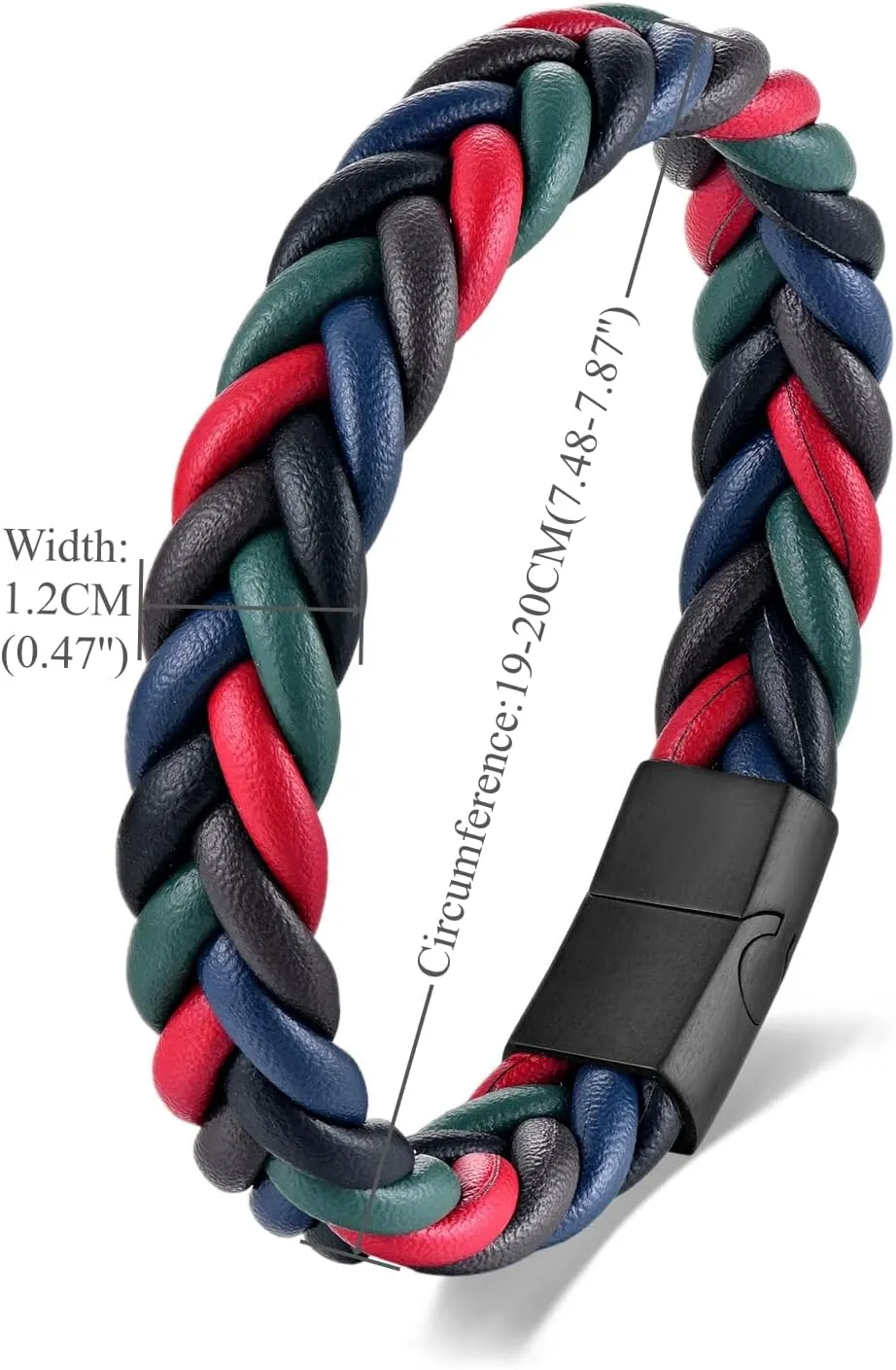 Handmade Braided Leather Bracelet, Black Stainless Steel Clasp, Mens, Cool Classic Stylish