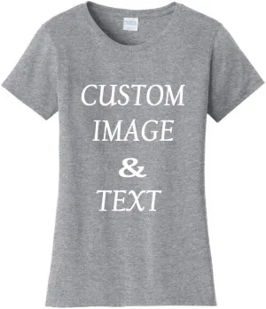 Ladies Customized Fan Tee Shirt, Design Your Own by Uploading Photos, Text, Logos Or Any Design, Custom Gifts