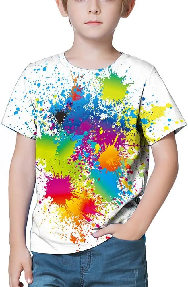 LAIDIPAS Boys Girls 3D Graphic Shirts Cool Crewneck T-Shirt Unisex Short Sleeve Top Tees 6-16 Years