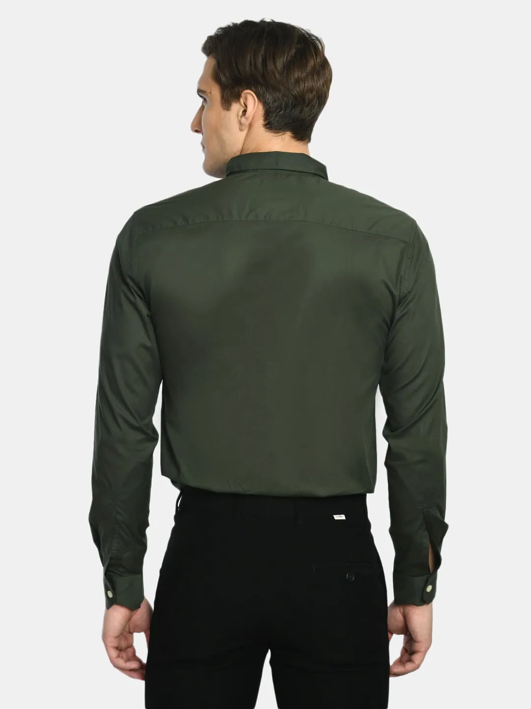 Men's Martini Olive Solid Cotton Regular Fit Shirt
