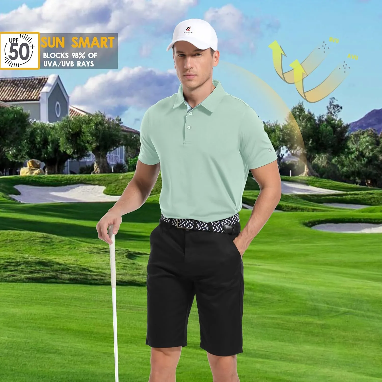 Mens Polo Shirts Short Casual Solid Stylish Dry Fit Performance Designed Collared Golf Polo Shirts for Men