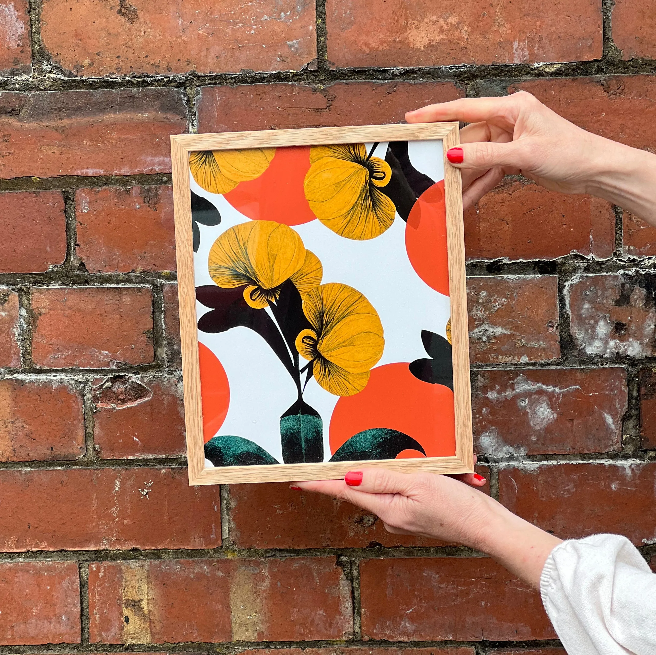 Nasturtiums and Peach Polka Dots Graphic Print