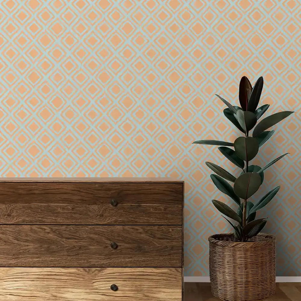 Radiance Design Wallpaper Roll in Orange & teal Color