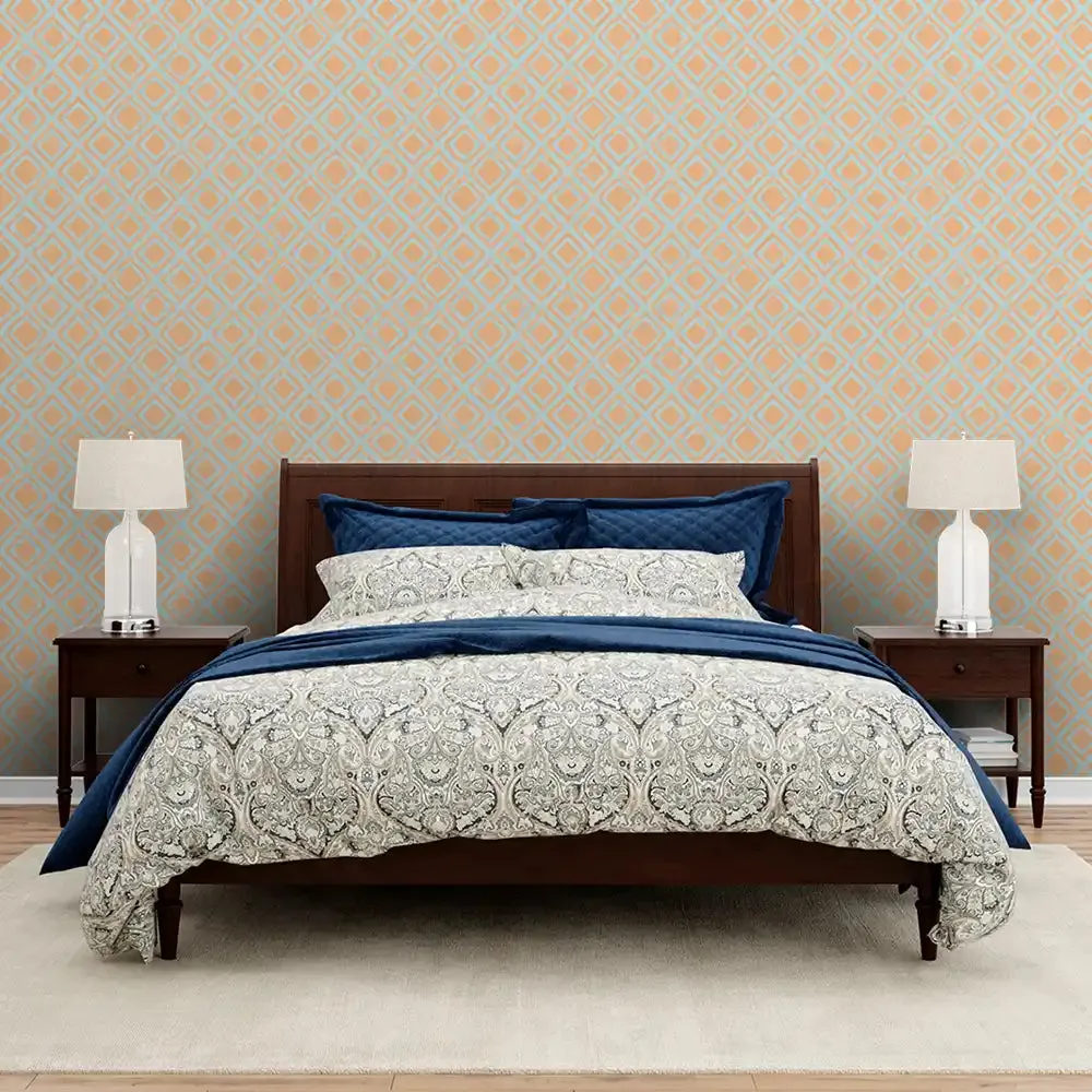 Radiance Design Wallpaper Roll in Orange & teal Color