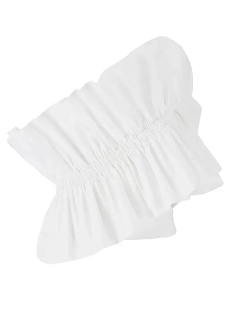Solid Tank Tops For Women Diagonal Collar Sleeveless Ruffles Short Length Summer Vest Female Fashion Clothing