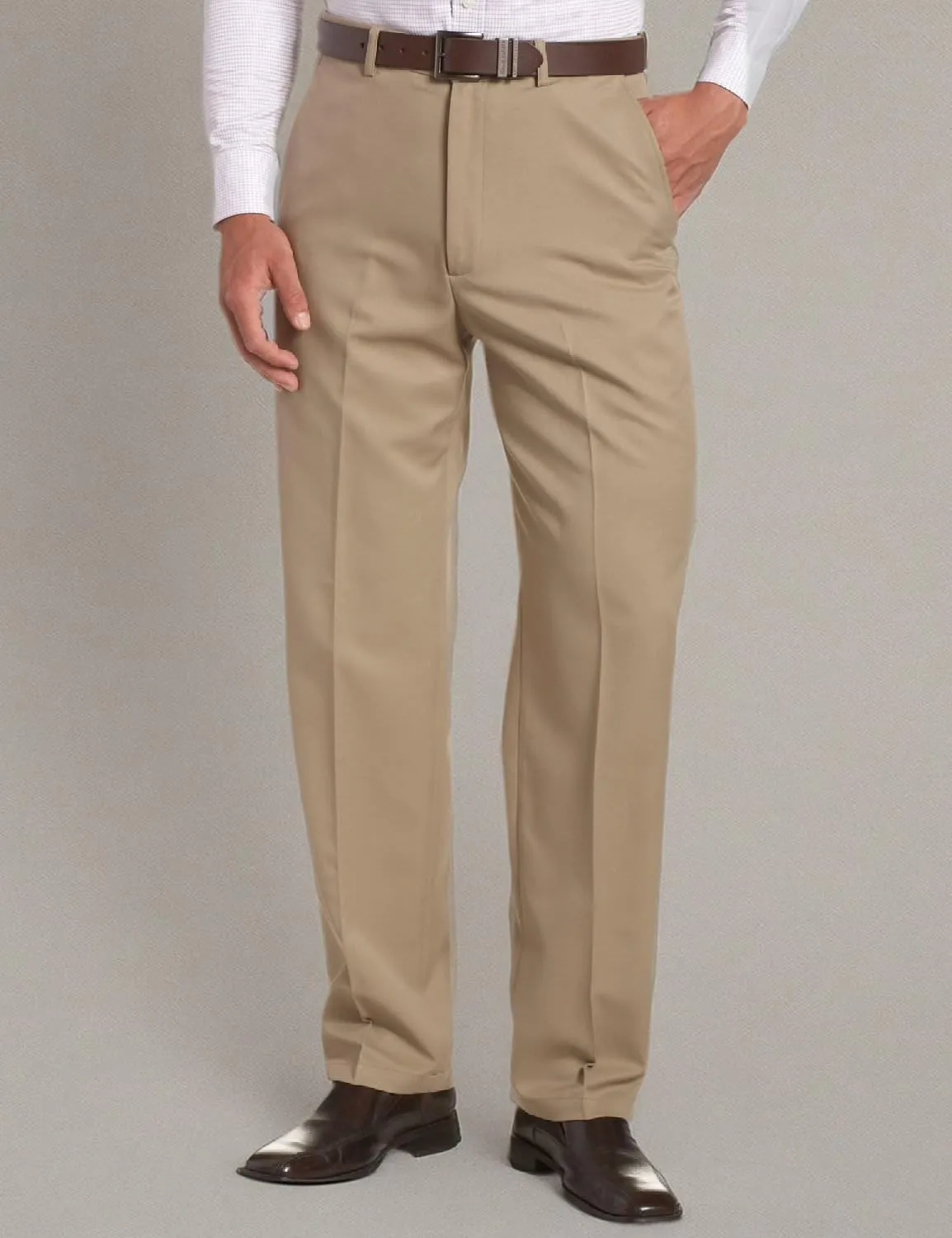 Sportoli Men's Cool Classic Fit Hidden Expandable Waist Plain Front Dress Pants
