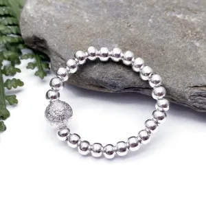 Stardust Charm Stretch Ring with Silver Plated Beads