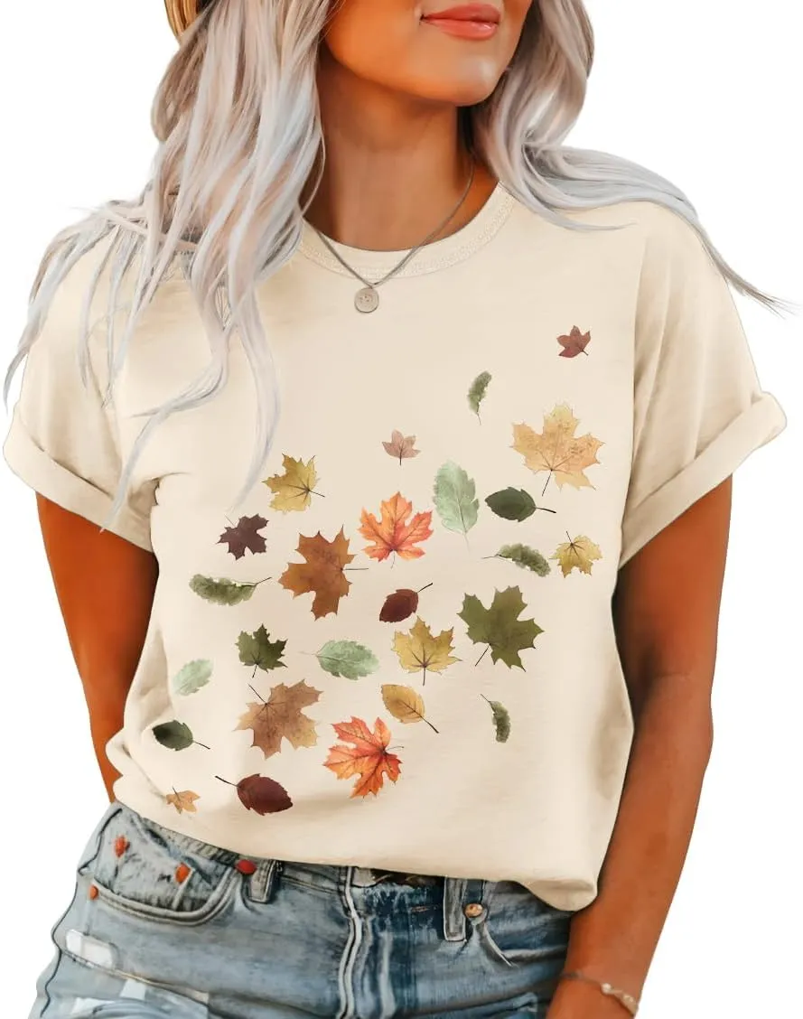 T Shirts for Women Crewneck Boho Flowers Wildflowers Graphic Tees 2025 Summer Cute Shirts Short Sleeve Tops