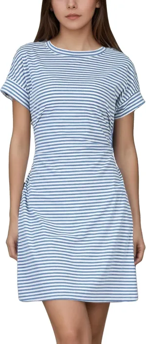 Tshirt Dress with Pockets, Casual Summer Striped Short Sleeve Tie Waist Dress Women, Comfortable and Stylish for Daily Wear