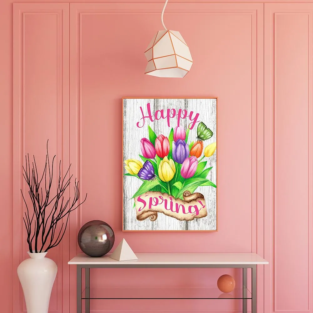 Vibrant Flower  - Full Round Diamond - 30x40CM