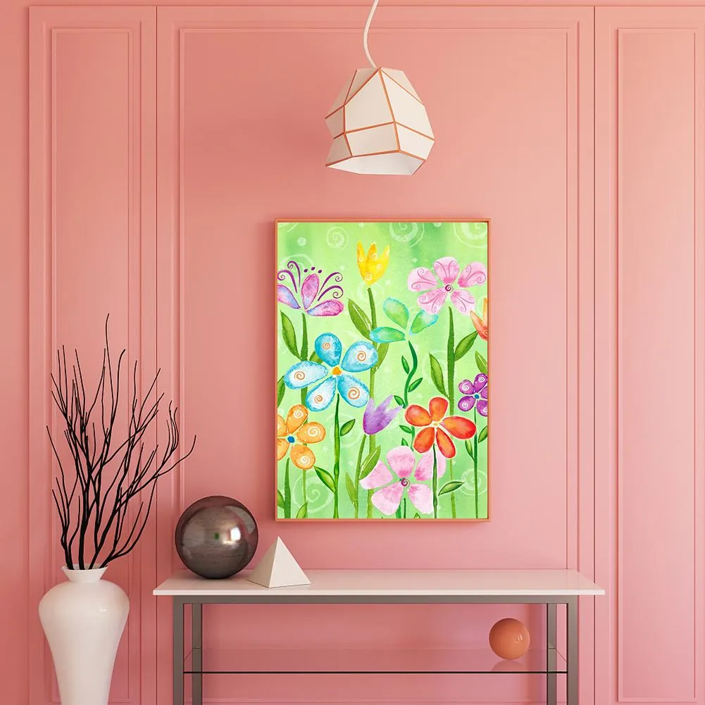 Vibrant Flower  - Full Round Diamond - 30x40CM