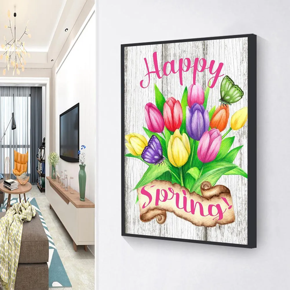 Vibrant Flower  - Full Round Diamond - 30x40CM