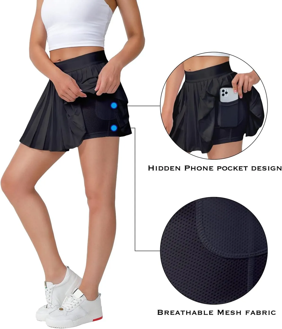 Women's Pleated Tennis Skirt-Flowy Athletic Design,Suitable for Golf, Skater, Running Sports