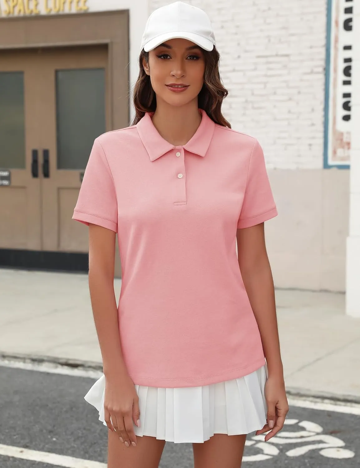 Womens Short Sleeve Polo Shirts - V Neck Collared Golf & Tennis Shirt 2025 Casual Summer Tops