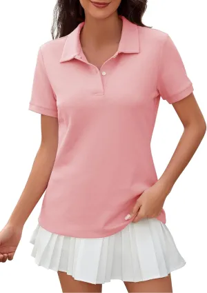 Womens Short Sleeve Polo Shirts - V Neck Collared Golf & Tennis Shirt 2025 Casual Summer Tops