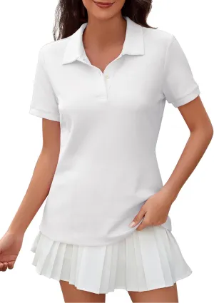 Womens Short Sleeve Polo Shirts - V Neck Collared Golf & Tennis Shirt 2025 Casual Summer Tops